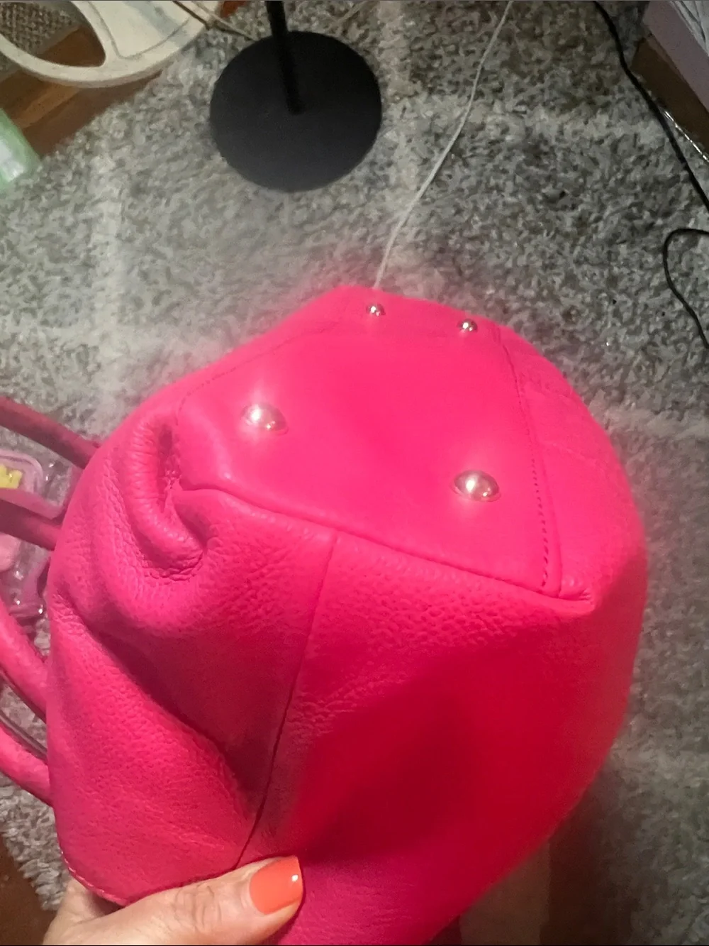 Tignanello Pink Leather Drawstring Tote